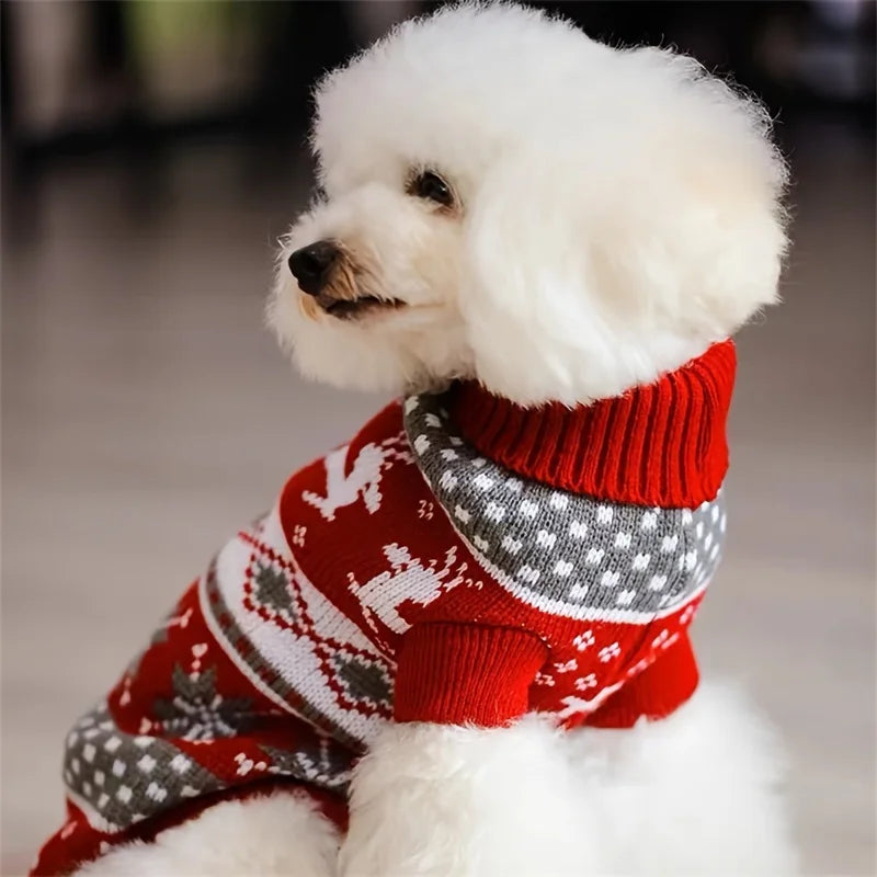 Christmas Style Knitted Wool Pet Sweater For Dogs And Cats Bichon Corgi