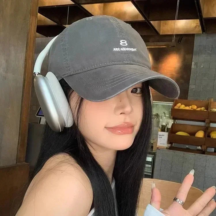 American Street Style Letter Embroidered Baseball Cap Unisex Washed Cotton Hat