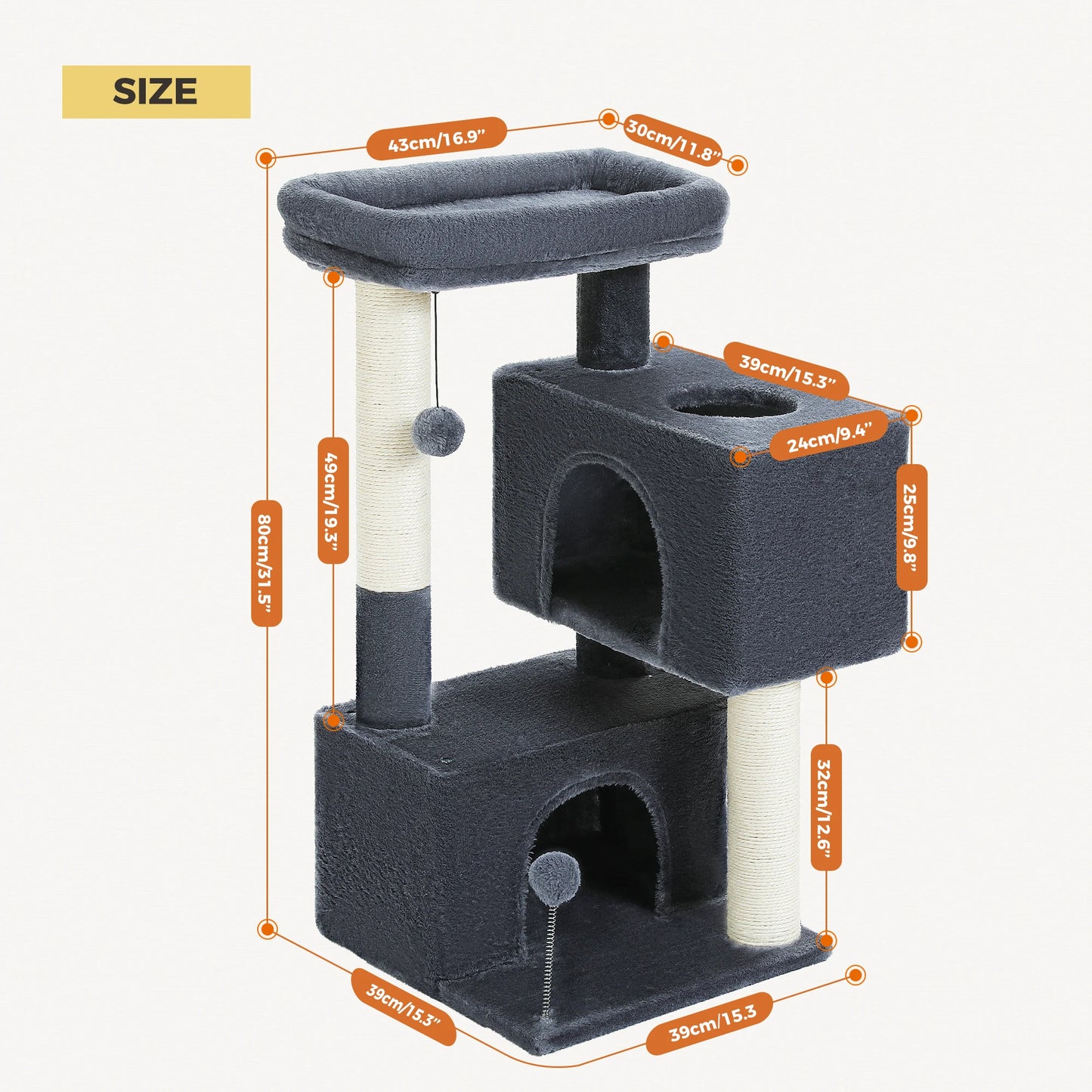 Large Indoor Cat Tree Tower With Sisal Scratching Pad