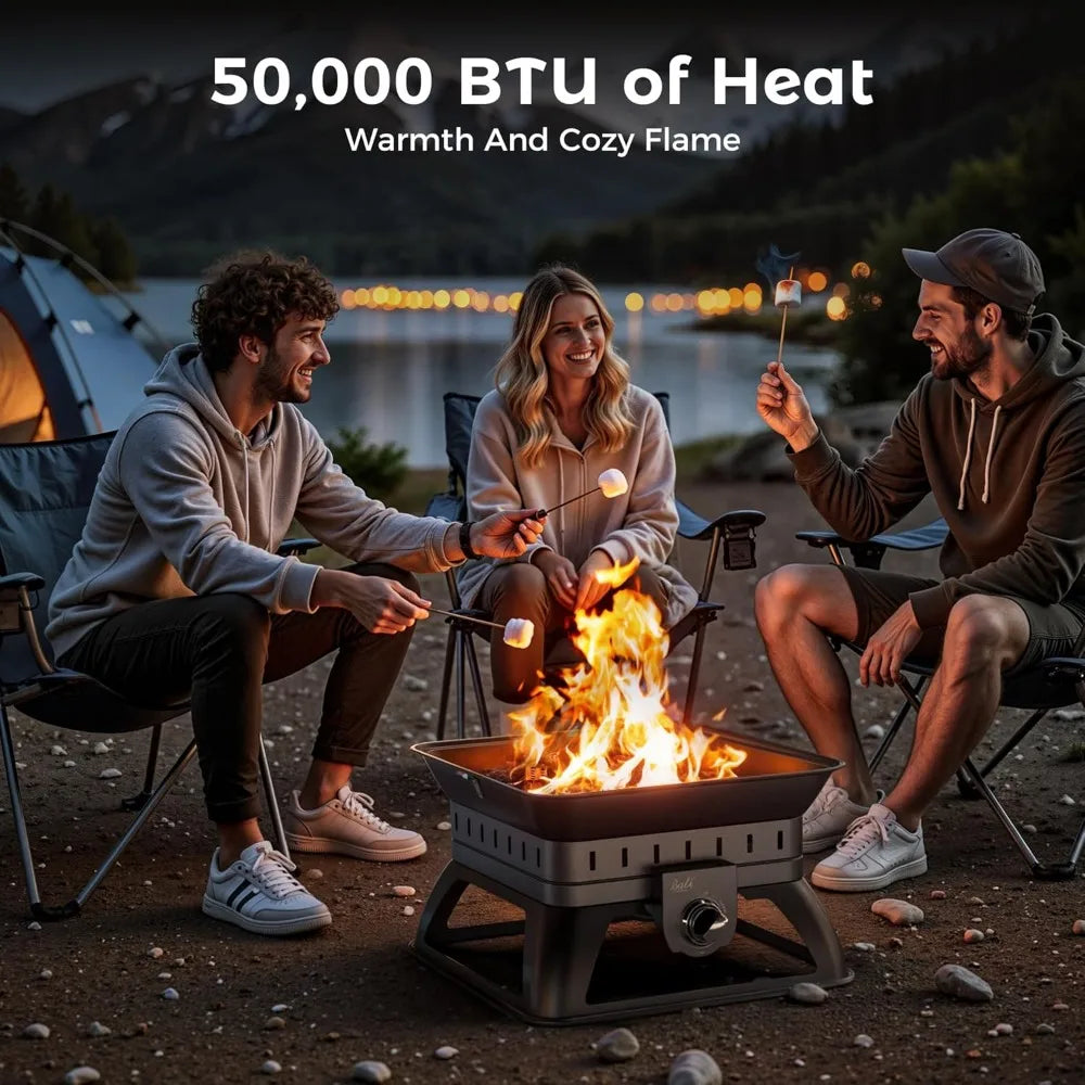 50000 BTU Propane Fire Pit Square Smokeless Patio RV