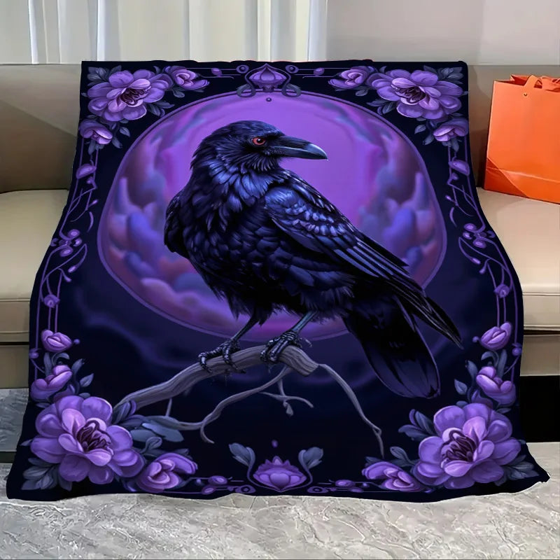 Flannel Blanket All Season Halloween Moon Bat Print