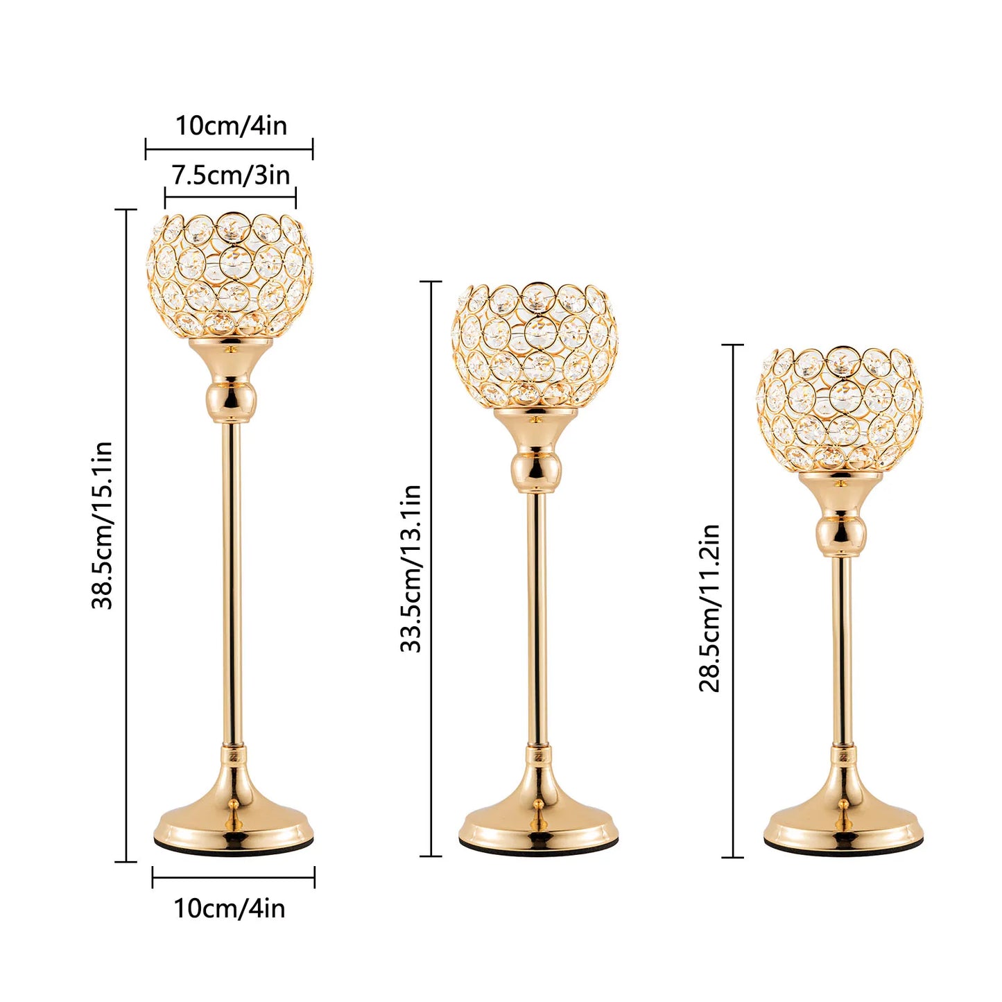 Gold And Silver Crystal Candlesticks 5 Piece Wedding Decor