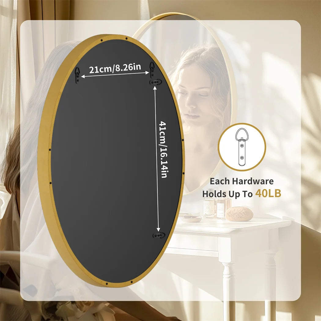 LUVODI Brushed Gold Mirror with Metal Frame for Living Room Entryway and Vanity Wall Decor