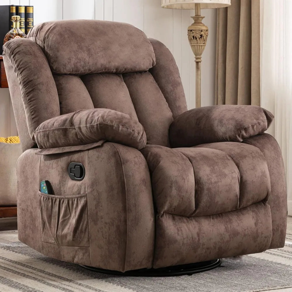 Massage Rocker Recliner With Heat And Vibration Fabric Single Sofa Heavy Duty