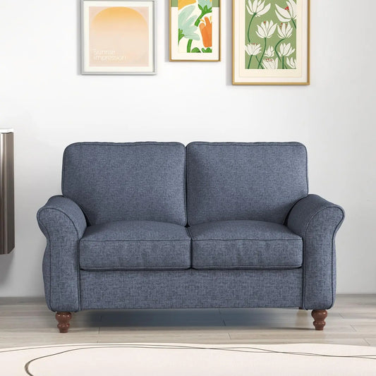 57 Inch Blue Loveseat Sofa 2 Seater For Living Room Office Apartment Customized
