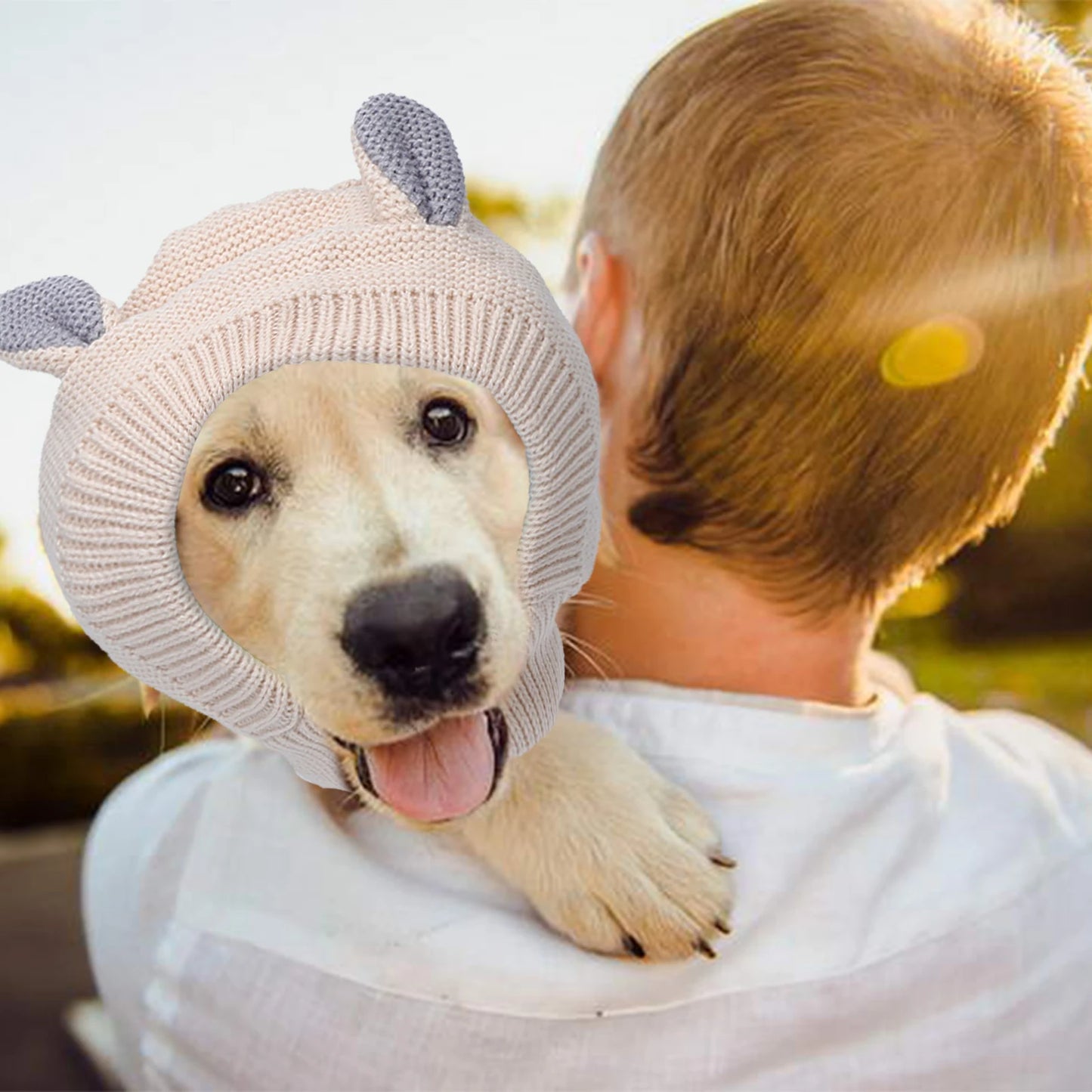 Knitted Pet Ear Muffs Noise Protection Winter Warmer For Medium Large Dogs Cats