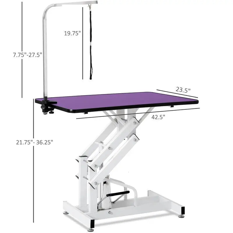 42.5 Inch Hydraulic Dog Grooming Table Non Slip Surface And Adjustable Height