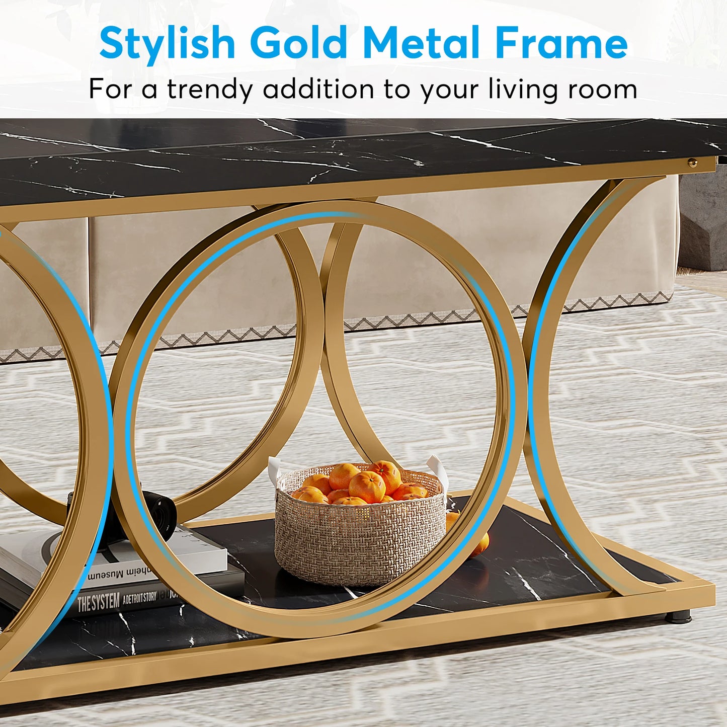 Tribesigns Rectangle Coffee Table 47.24 Inch Modern