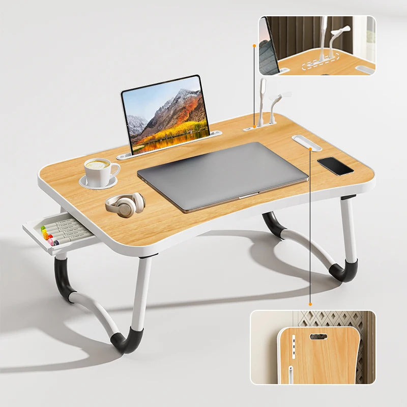 Foldable Portable Laptop Desk With USB Light And Cup Holder