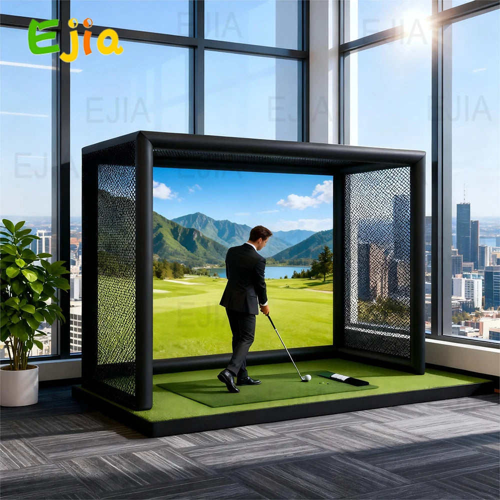 Portable Inflatable Golf Simulator Enclosure With Projection Screen