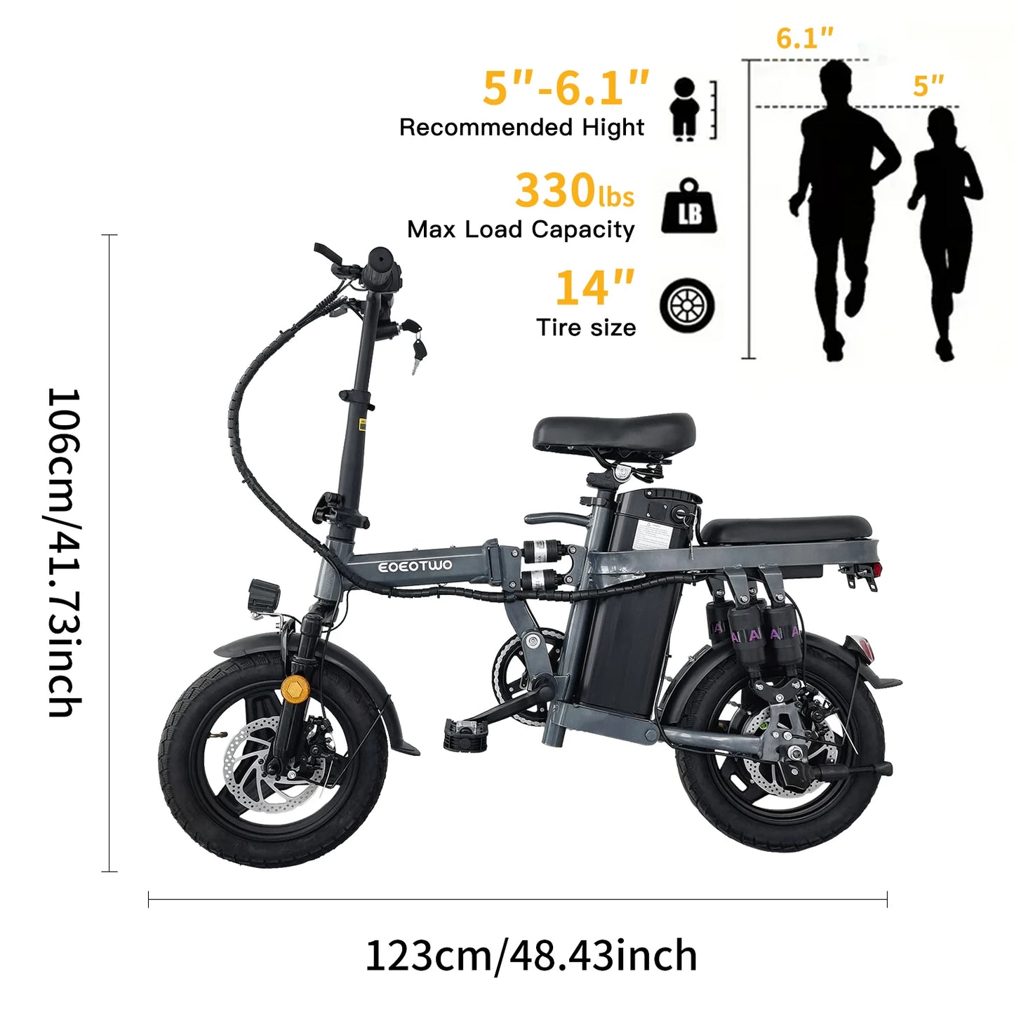 Electric Bikes for Adults Fast Folding Ebike 25MPH 600W Peak Motor with Shock Absorbers 24 to 32 Miles Commuter Bicycle