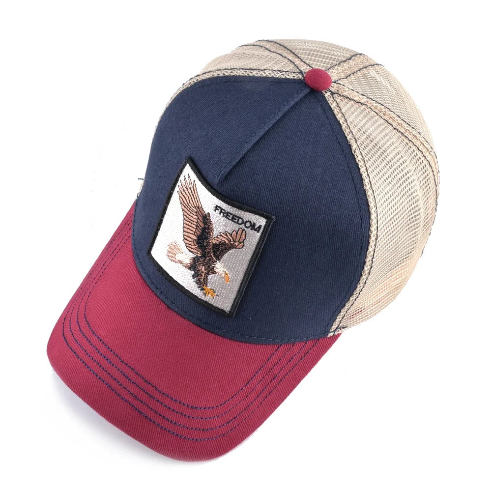 Unisex Embroidered Goat Patch Trucker Cap Four Seasons Snapback Baseball Hat