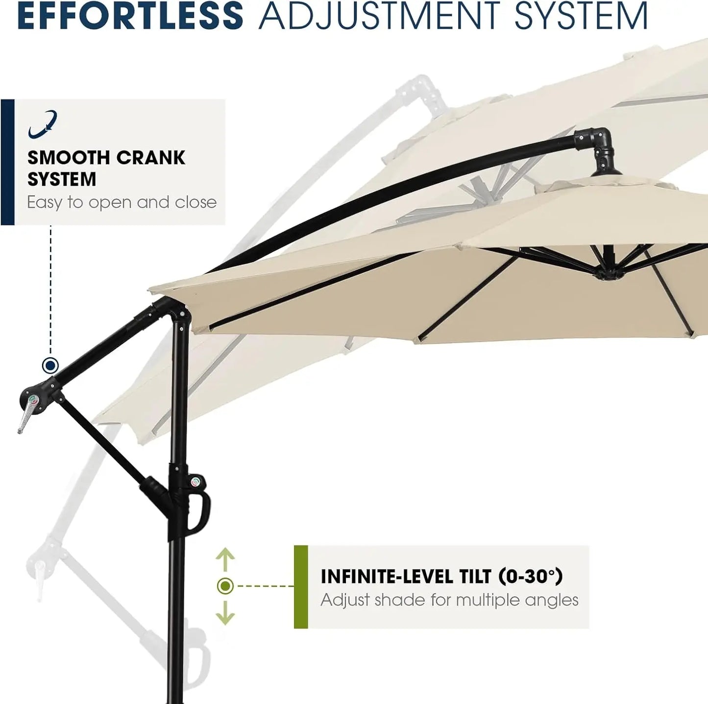10ft Outdoor Offset Cantilever Umbrella with Sandbag Base Easy Tilt Crank Beige
