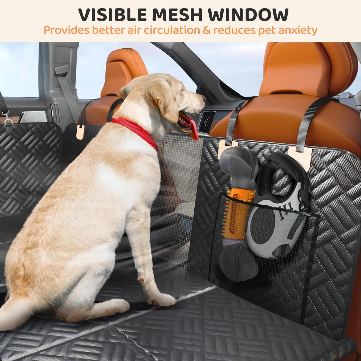 Car Rear Seat Dog Hammock Cover 600D Anti Scratch Washable Hard Bottom Extender