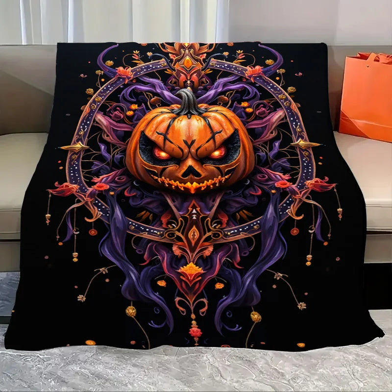 Halloween Baby Blanket Spooky Pumpkin Skeletons And Bats