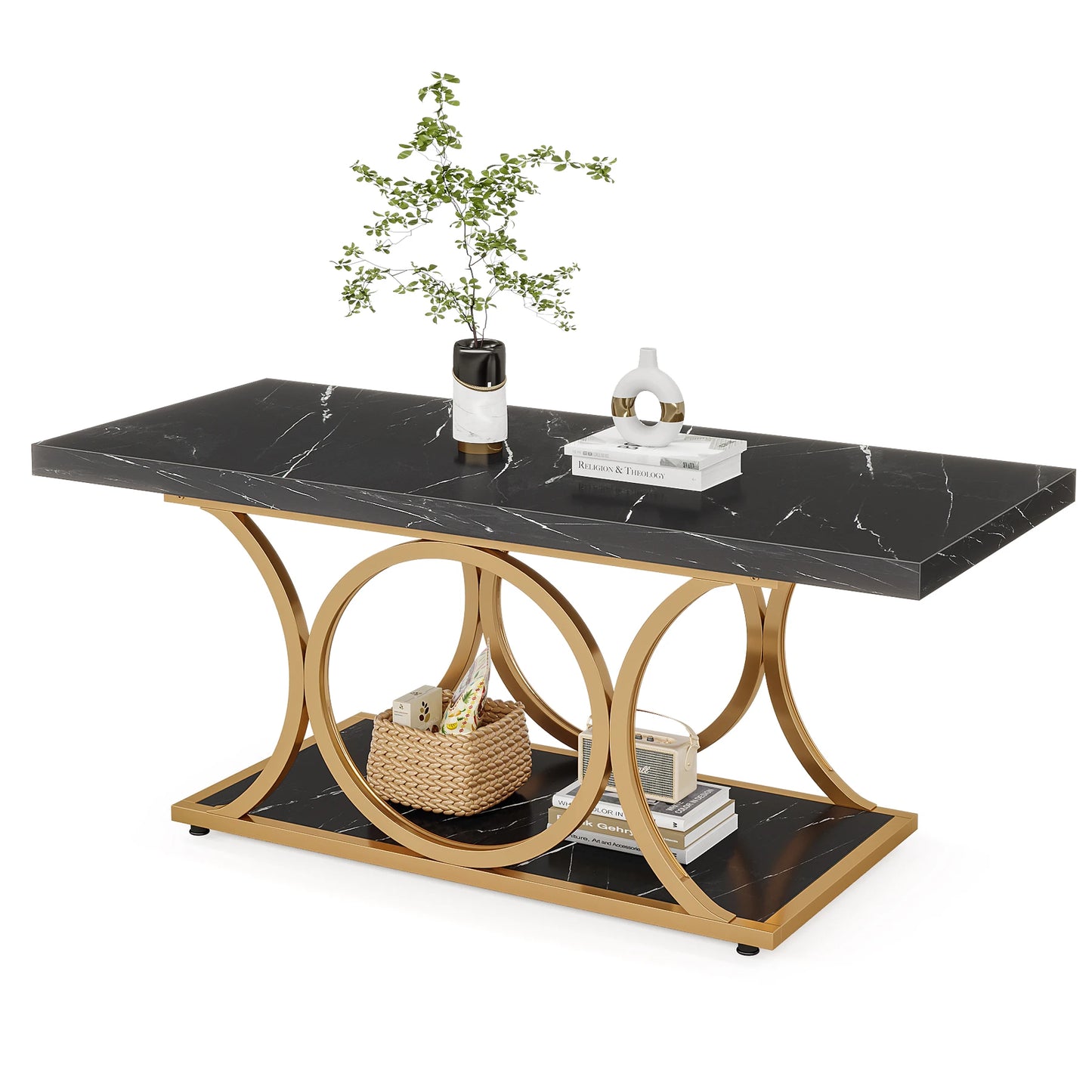 Tribesigns Rectangle Coffee Table 47.24 Inch Modern