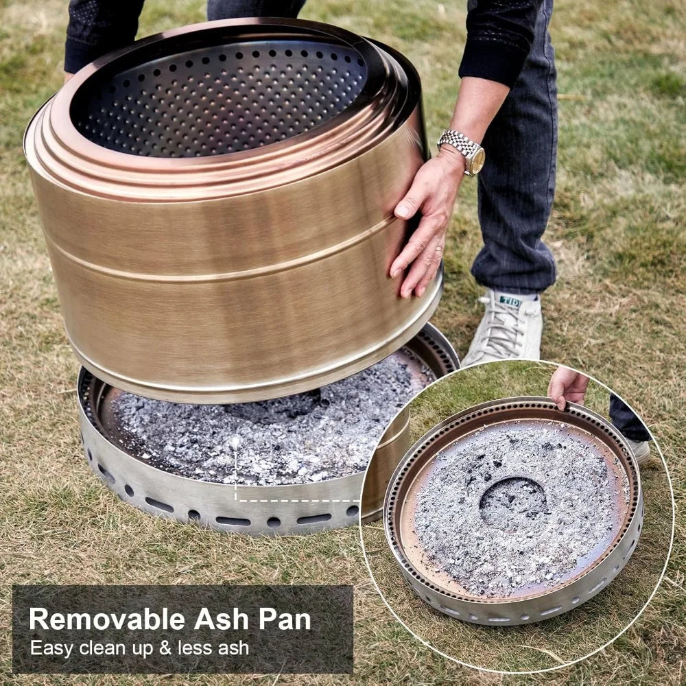 Smokeless 19 Inch Stainless Steel Fire Pit With Ash Pan