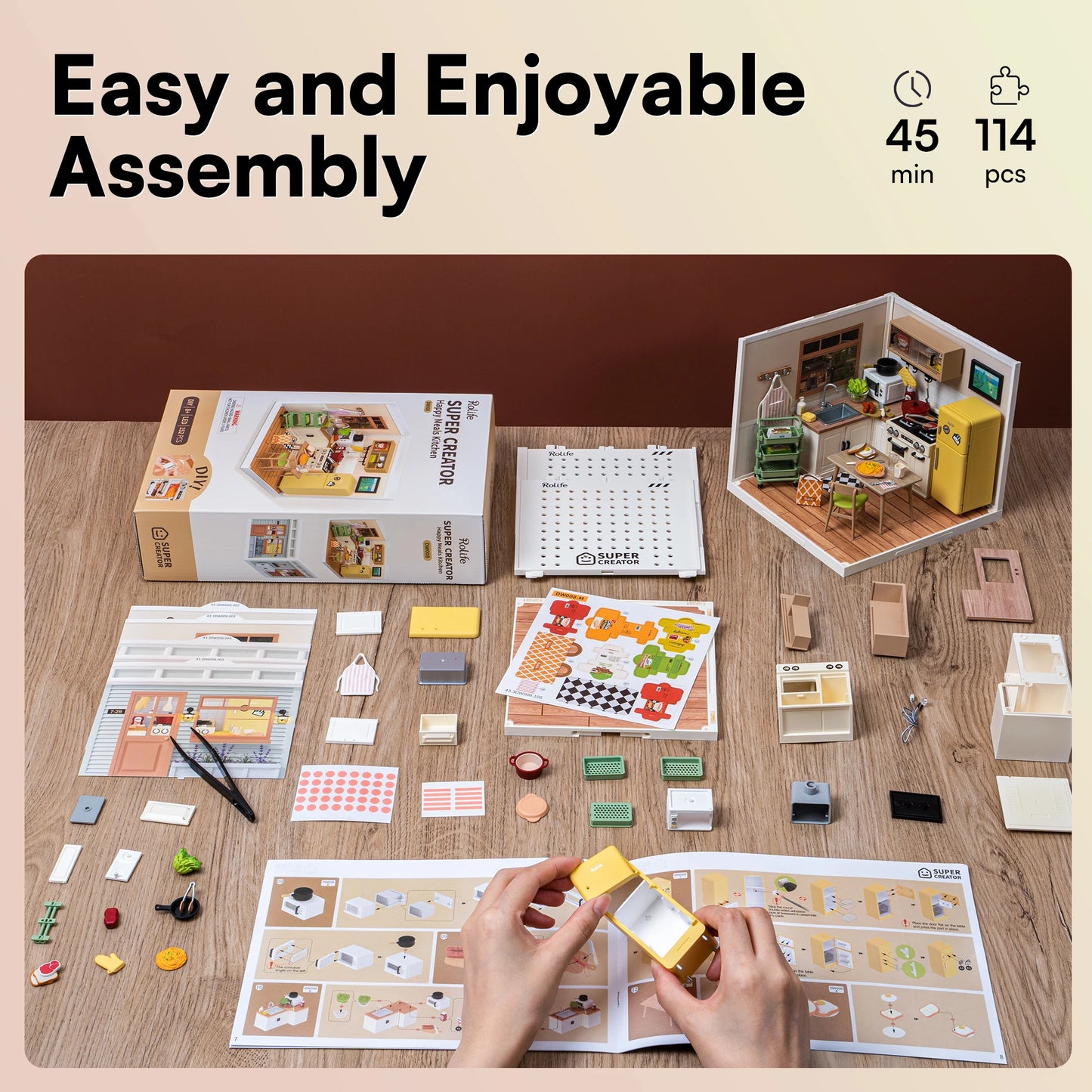 Robotime Rolife 3D Puzzle Happy Meals Kitchen Miniature House Kit