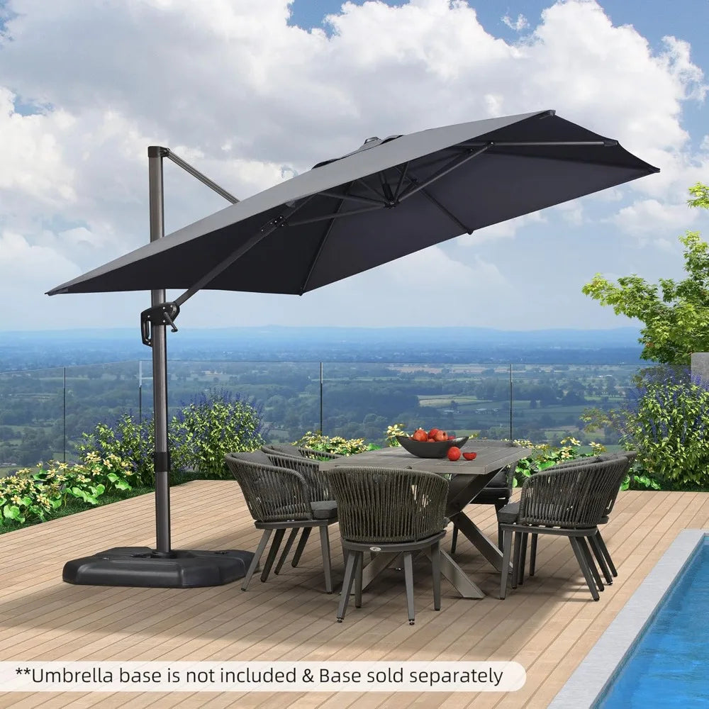 9 x 11.5 Ft Cantilever Patio Umbrella Aluminum Offset With 360 Rotation