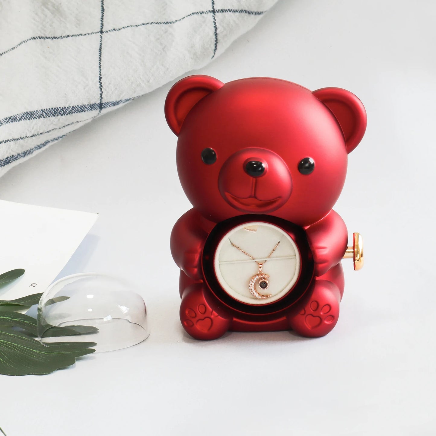 Eternal Rose Bear Gift Box With Necklace And Jewelry Box