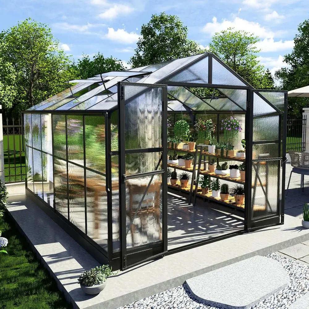 Walkin Greenhouse With 7ft Height 4 Vent Windows Lockable Door Outdoor Gardening