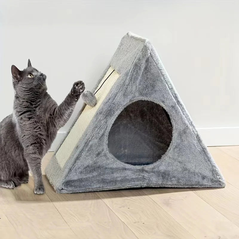 Cat Bed Under 15 Lbs With Plush Ball Toy Scratching Board