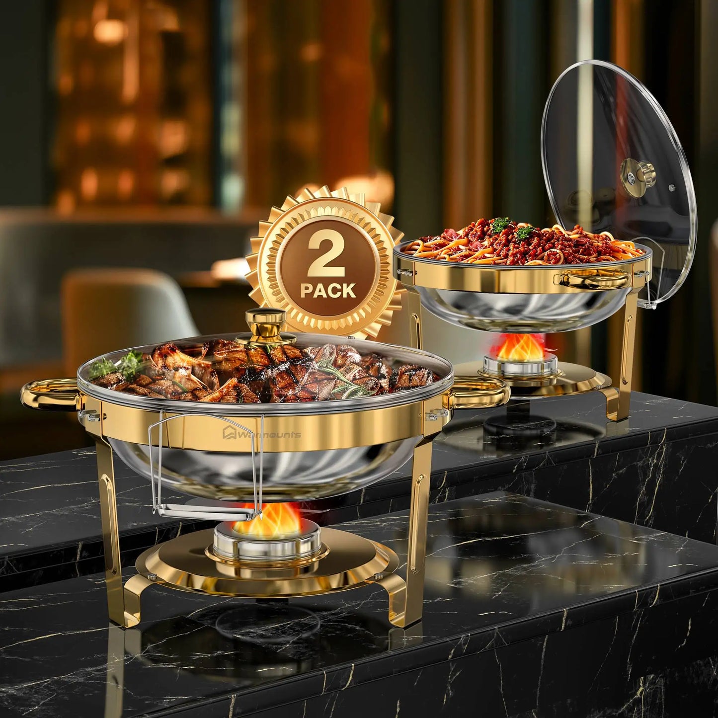 2 Pack And 4 Pack Chafing Dishes Buffet Round 5 Qt Stainless