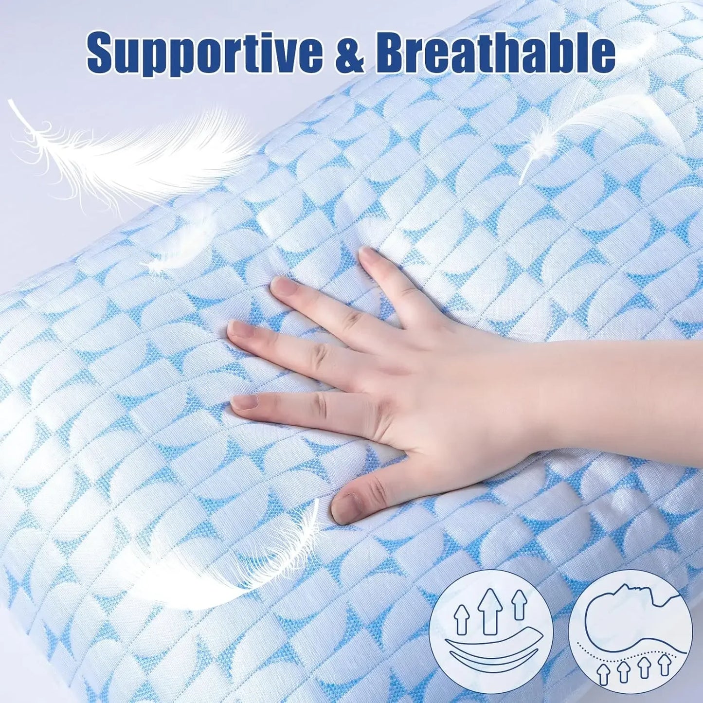 Shredded Memory Foam Pillows Queen King Size Set of 2 Firm Adjustable Cooling Pillow for Side Sleepers Supportive Fluffy Pillow