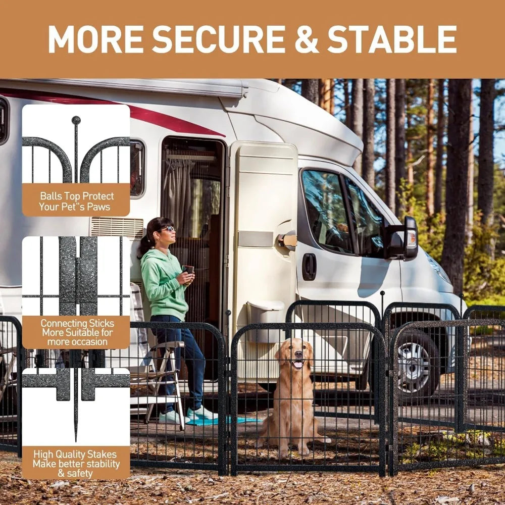 Metal Dog Playpen 32 Inch Height With 32 Panels For Indoor Outdoor Use
