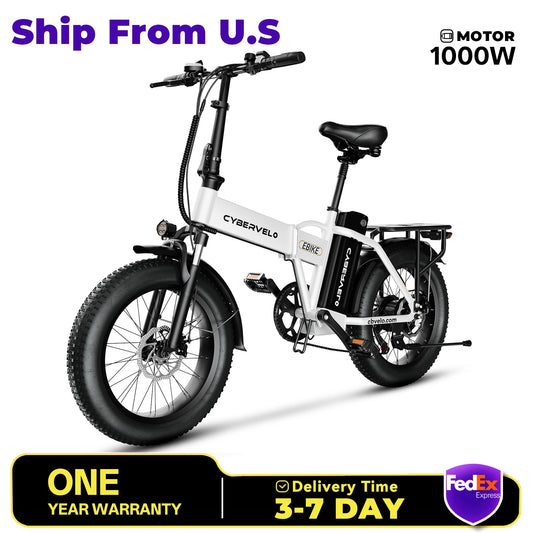 Cybervelo MARS700 Folding Electric Bike 1000W Removable Battery 28 MPH 80 Range