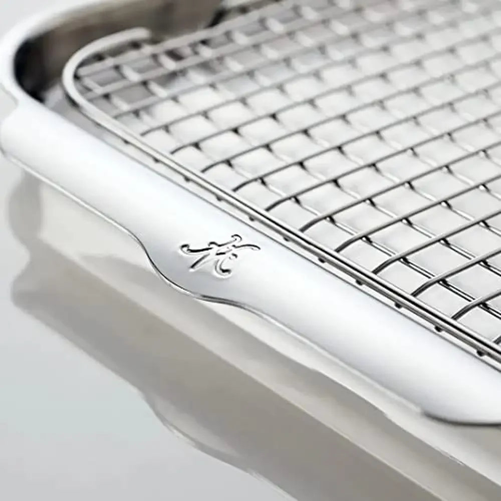Stainless Steel Baking Sheet Set 5 Piece Ovenware Collection Triple Bonded Aluminum Core Brushed Surface Warp Resistant 18 Inch x 13 Inch