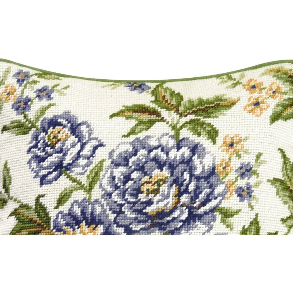 C F Home Blue Brianna Needlepoint Pillow 14 Inch x 14 Inch Blue 100 Percent Cotton Microfiber Filling