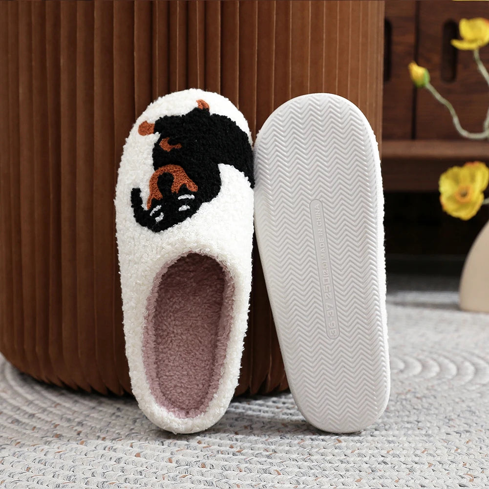 Plush Dachshund Slippers For Women Closed Toe Thermal Flat Home Indoor Outdoor