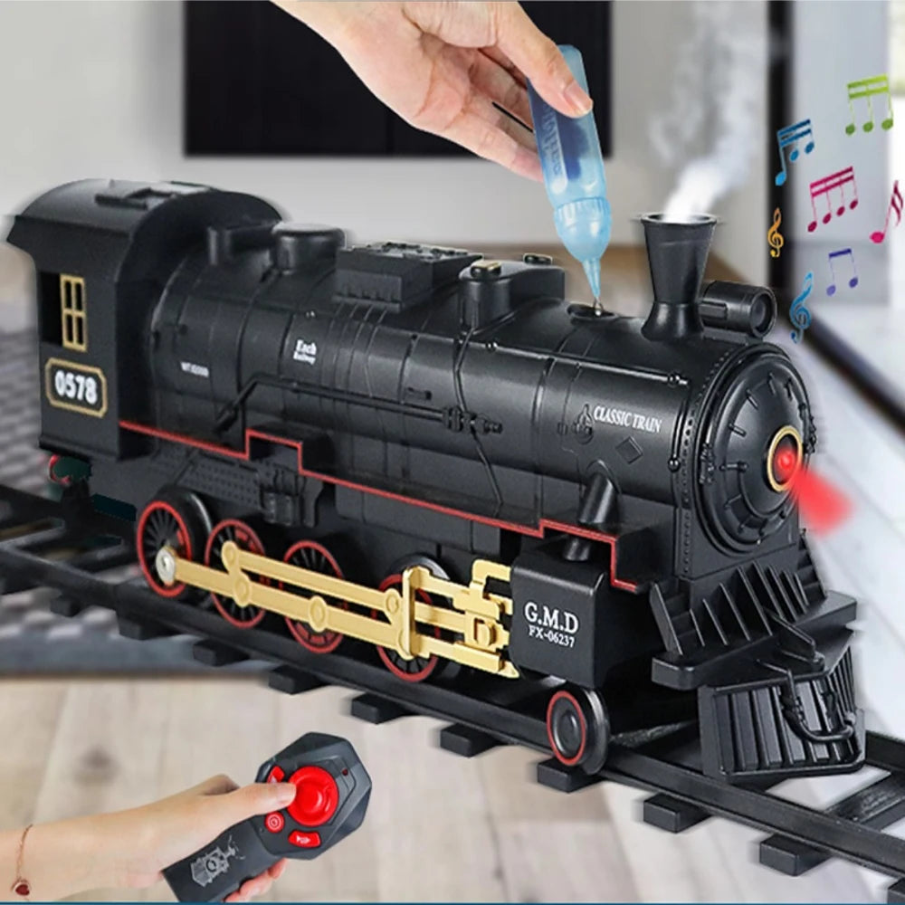 Xiaobella RC Train Toys Remote Control Steam Locomotive Simulation For Children