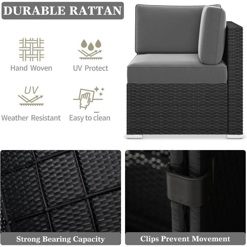 15 Piece Patio Set With Fire Pit Table Outdoor Rattan Sofa