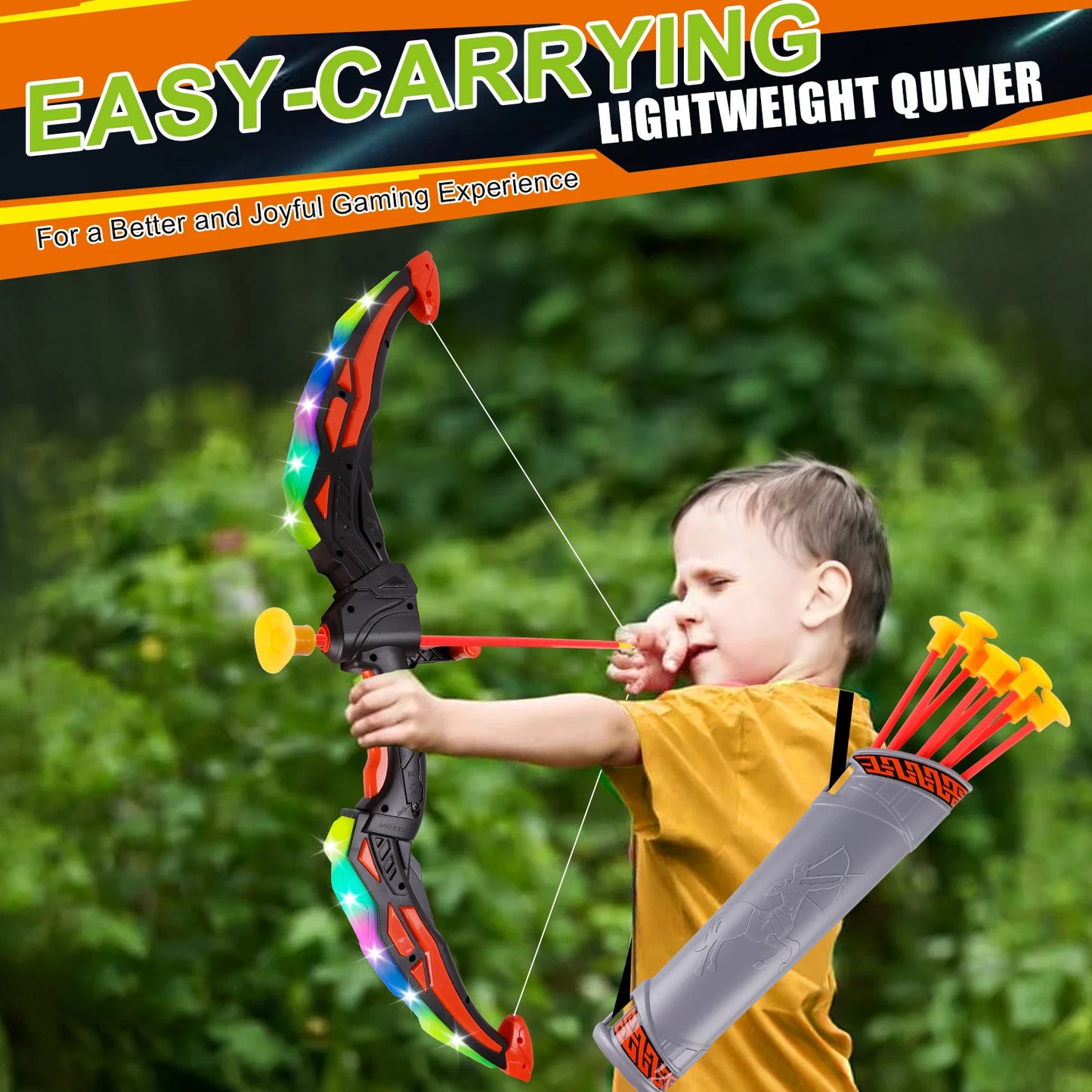 LED Light Up Bow and Arrow Set With Foam Dart Guns for Kids 5 6 7 8 9