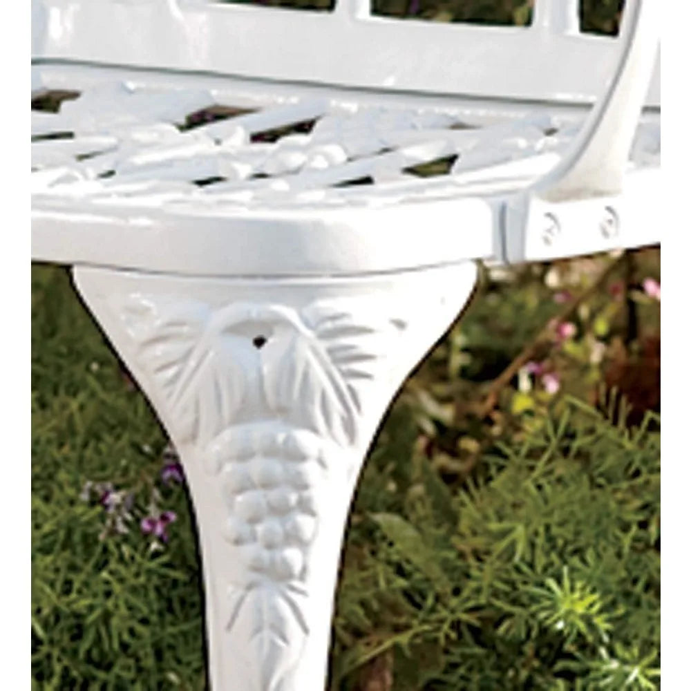 Plow And Hearth Weatherproof Grapevine Outdoor Bench White Aluminum 300 lb Capacity For Garden Patio Porch Deck