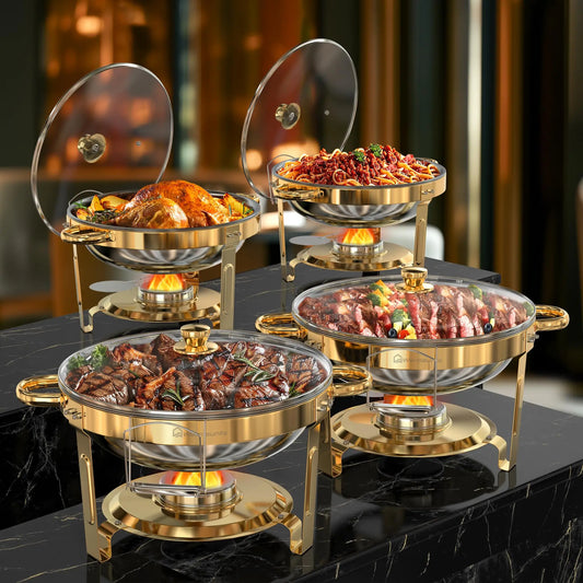 2 Pack And 4 Pack Chafing Dishes Buffet Round 5 Qt Stainless