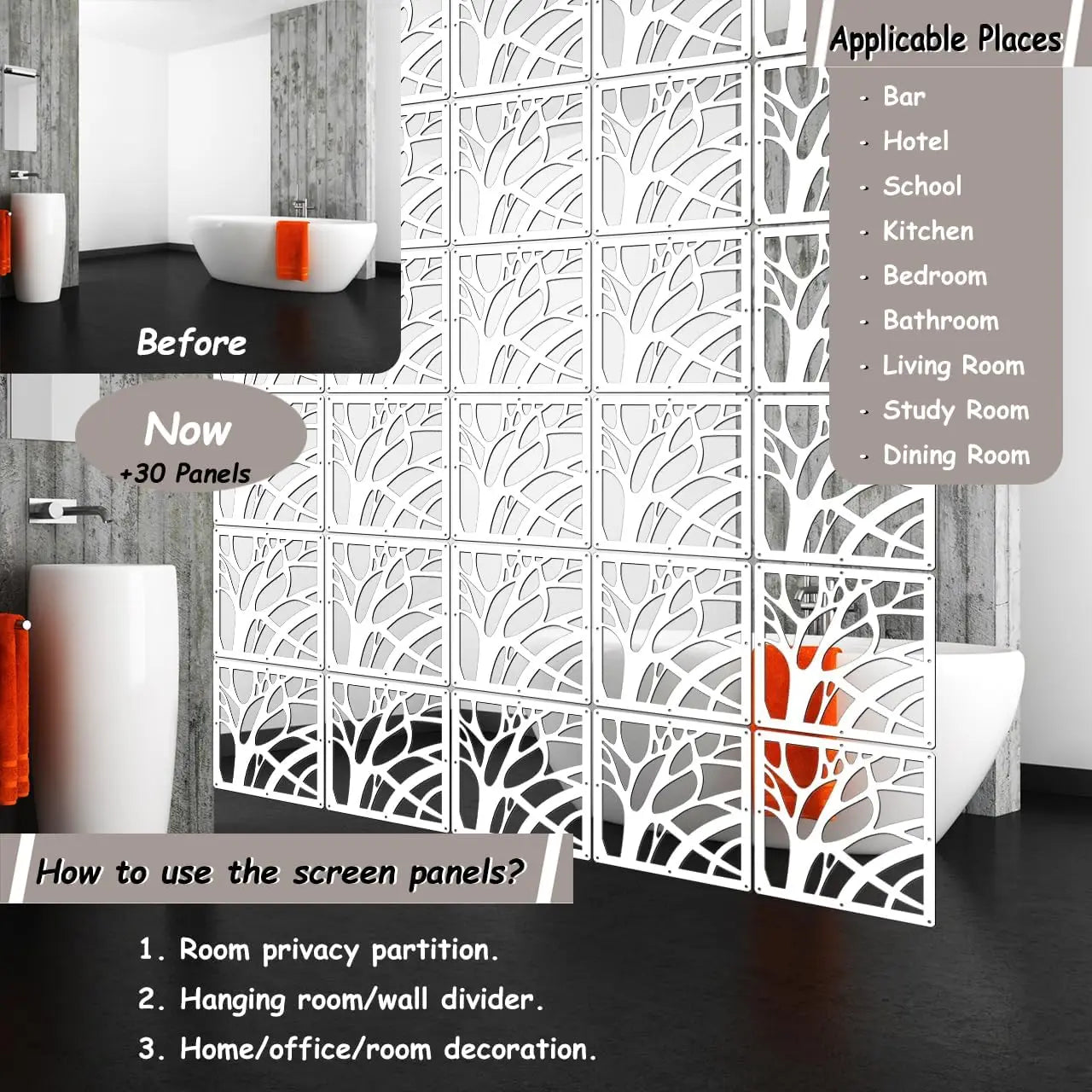 10 Piece Wood Plastic Thick Hanging Room Divider Panels For Home And Office