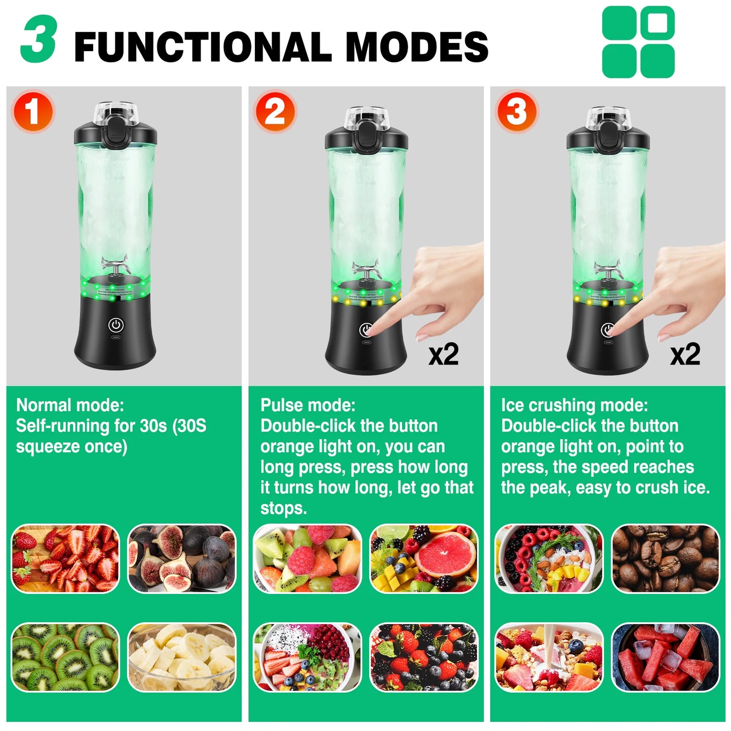 Professional Portable 2 In 1 Blender 600ML Electric Juicer Fruit Mixer USB Rechargeable Mini Smoothie Maker