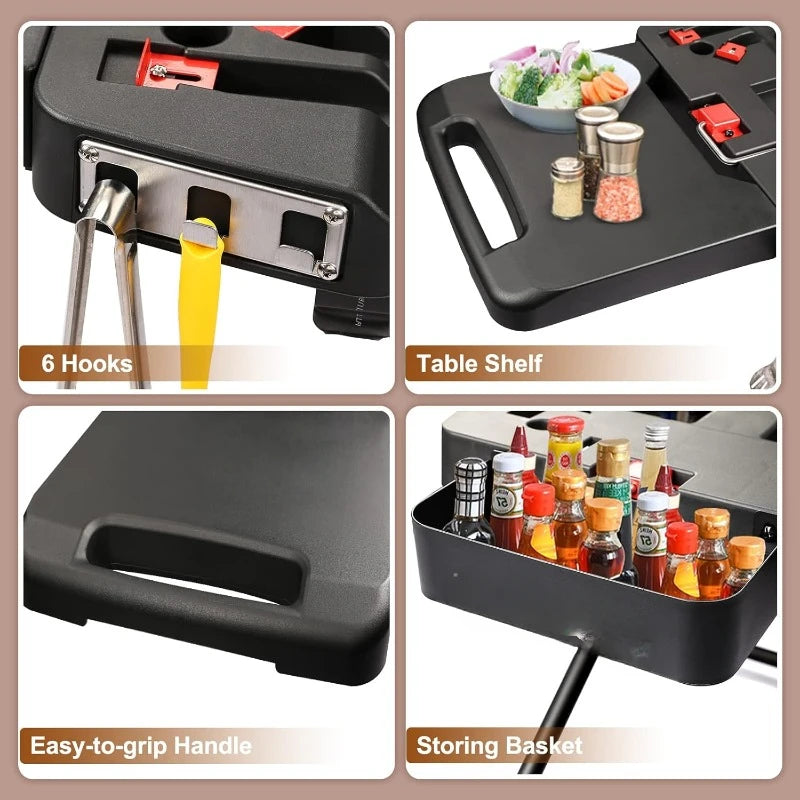 Portable Grill Cart for Weber Q1000 Q1200 17 and 22 Griddles