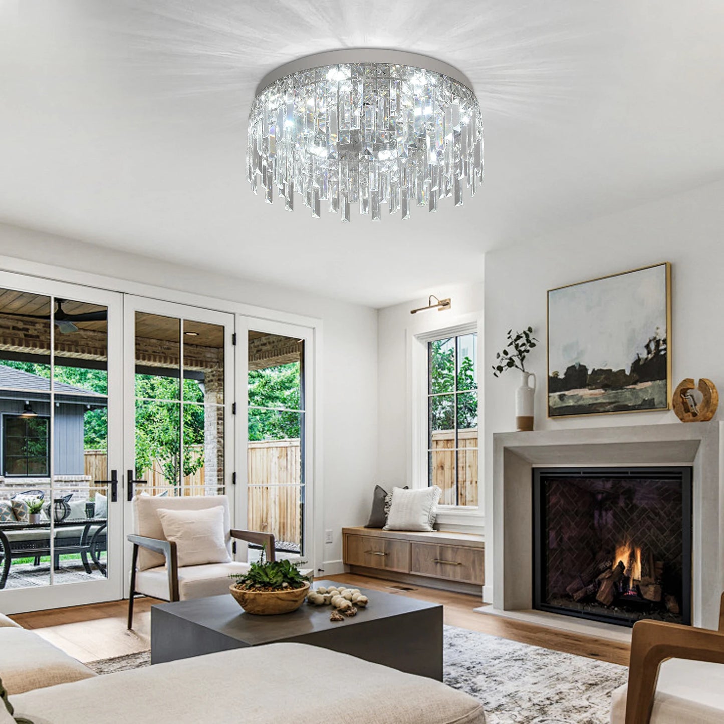 Modern Crystal Luxury Ceiling Lamp LED Chandelier Nordic Home Decor Flush Mount Light Fixture for Dining Living Room Bedroom Hotel