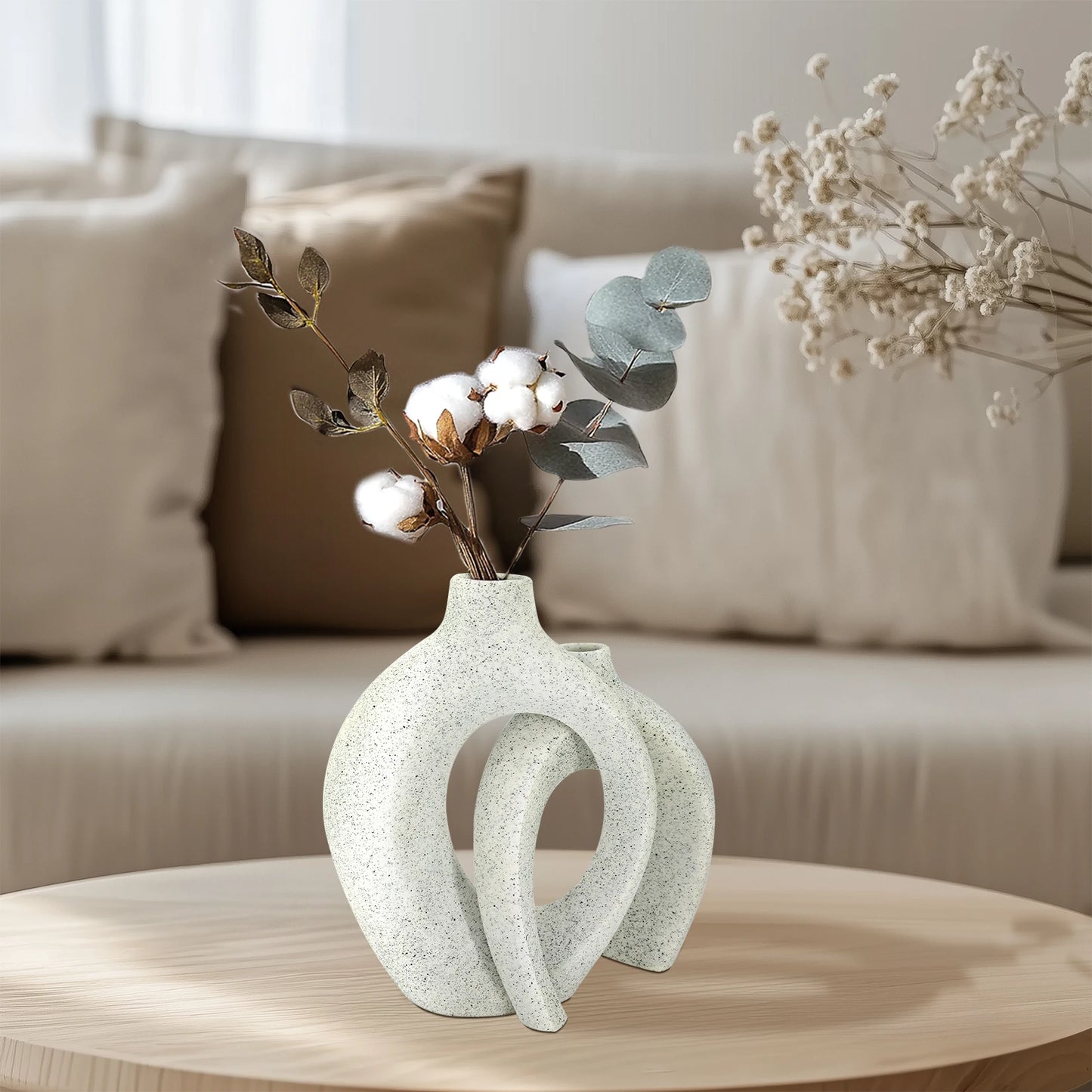 Set of 2 Decorative Hollow Vases Table Centerpiece Flower Vase Modern Resin Design