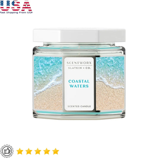 Coastal Waters Scented 3 Wick Jar Container Candle Relaxing