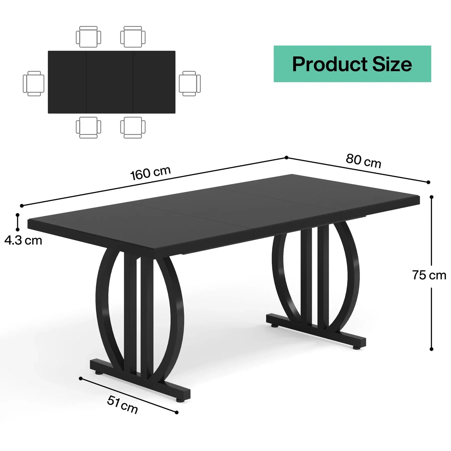 Tribesigns 63 Inch Dining Table for 4-6 with Metal Frame