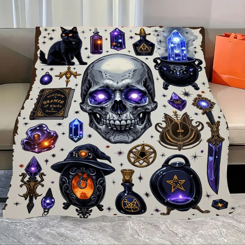 Halloween Baby Blanket Spooky Pumpkin Skeletons And Bats