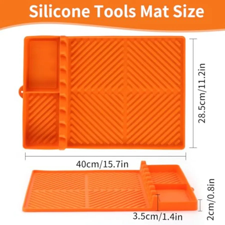 Silicone Griddle Tools Mat With Drip Pad For Countertop And Spatula