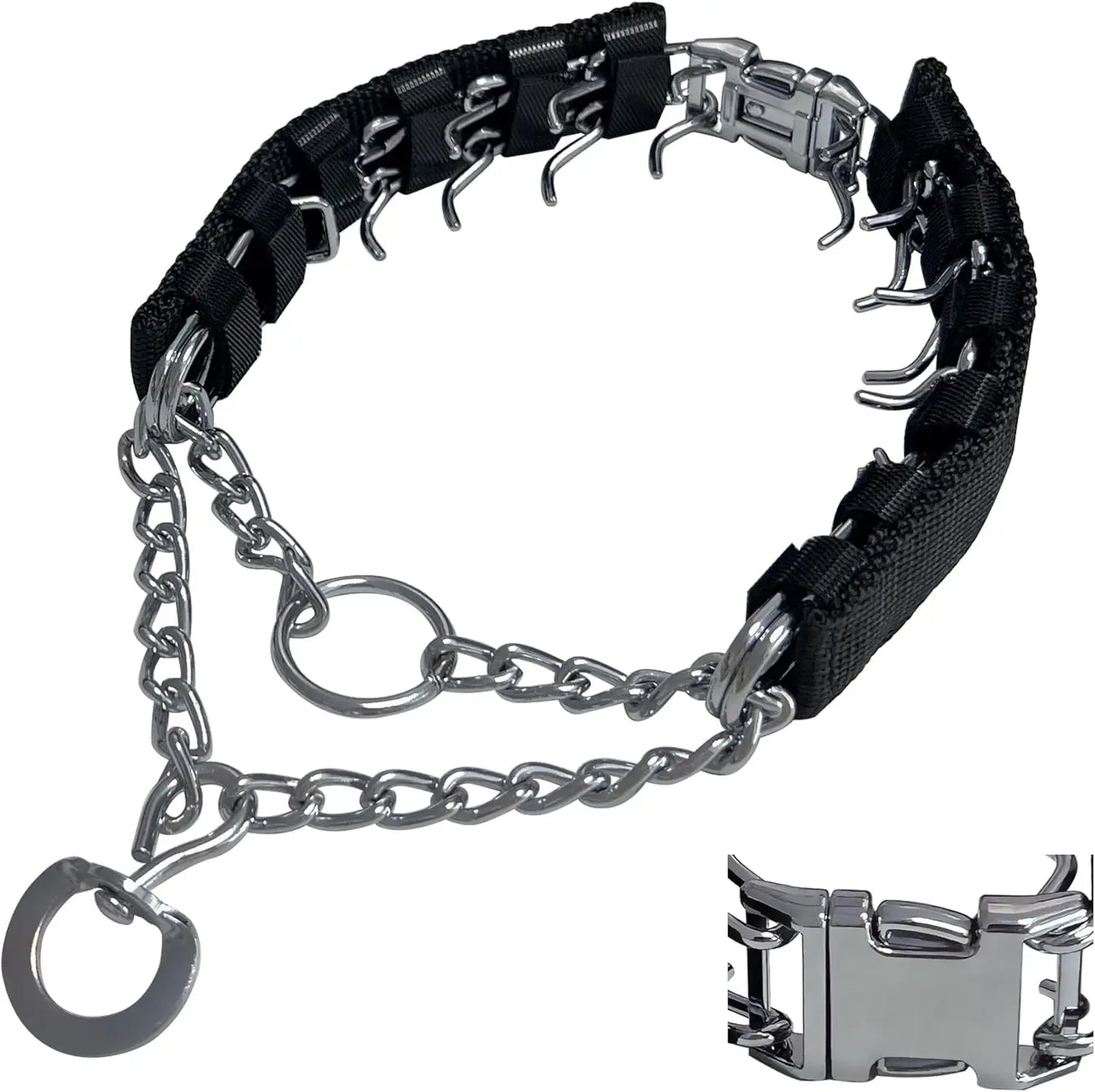 Adjustable Prong Collar For Dogs With Quick Release No Pull Includes Extra Links