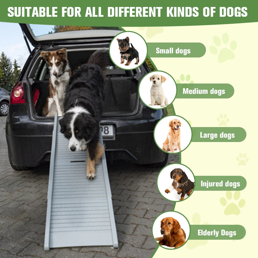 Folding Portable Pet Stair Ramp Non Slip Rug Surface For Cars SUVs And Trucks