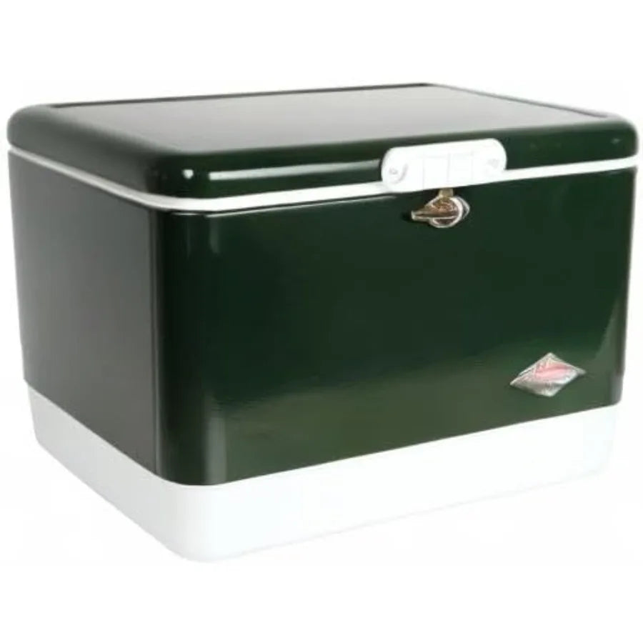 Vintage 54 Quart Steel Belted Cooler With 85 Can Capacity Keeps Ice 4 Days